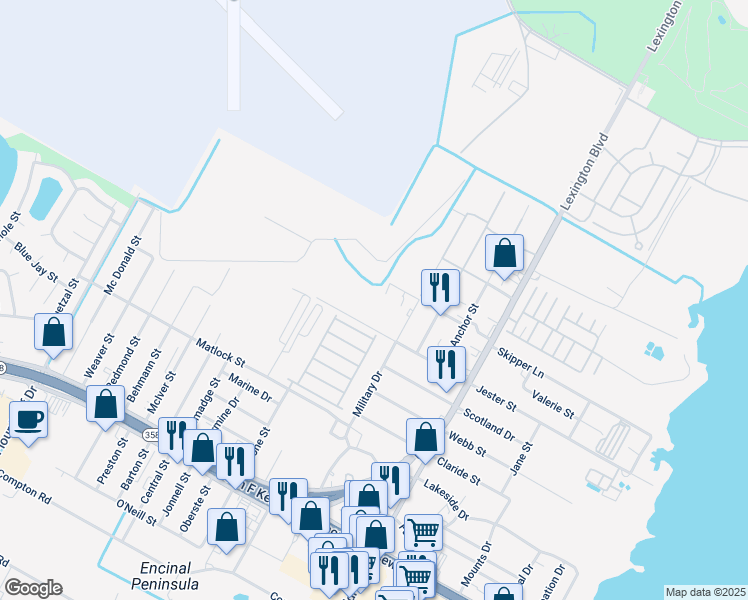 map of restaurants, bars, coffee shops, grocery stores, and more near 818 Jester Street in Corpus Christi