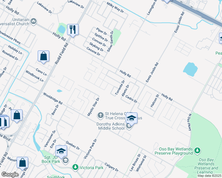 map of restaurants, bars, coffee shops, grocery stores, and more near 2221 Ruby Drive in Corpus Christi