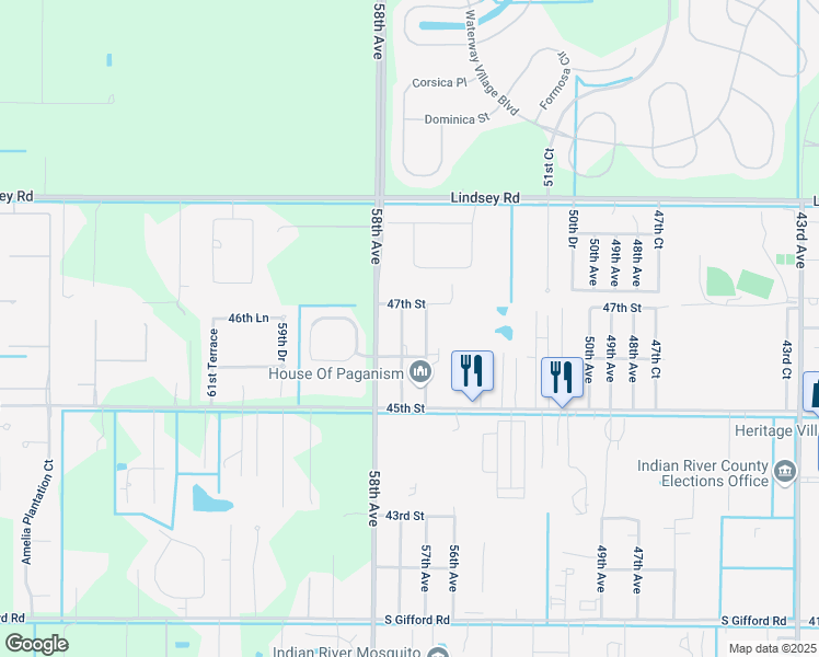 map of restaurants, bars, coffee shops, grocery stores, and more near 4670 57th Avenue in Vero Beach