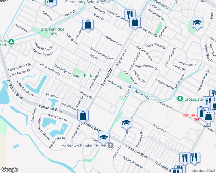 map of restaurants, bars, coffee shops, grocery stores, and more near 7218 Everhart Road in Corpus Christi