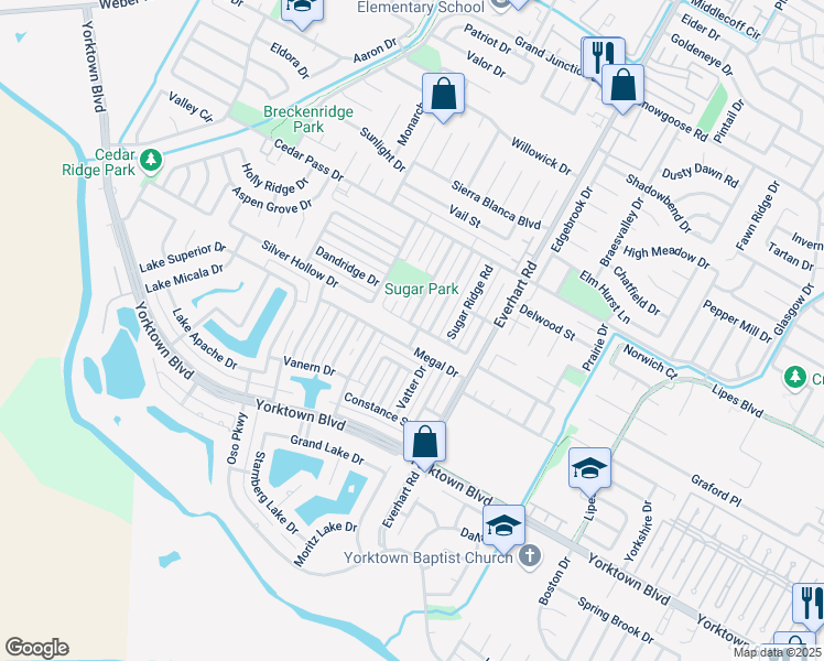 map of restaurants, bars, coffee shops, grocery stores, and more near 4705 Spring Fork Drive in Corpus Christi