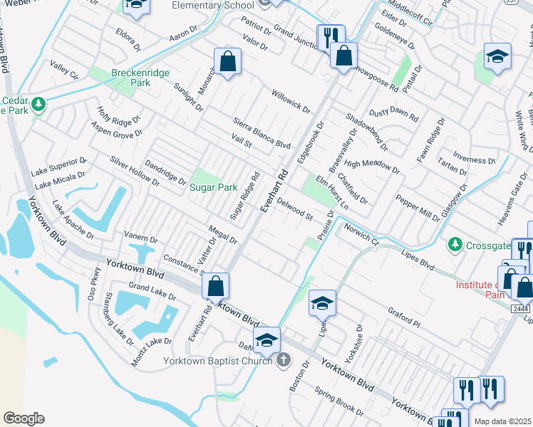 map of restaurants, bars, coffee shops, grocery stores, and more near 7218 Everhart Road in Corpus Christi