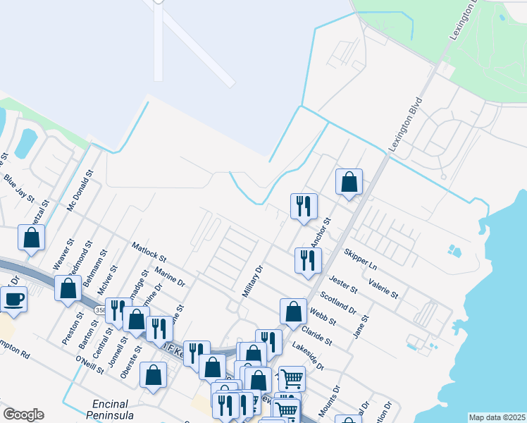 map of restaurants, bars, coffee shops, grocery stores, and more near 818 Jester Street in Corpus Christi