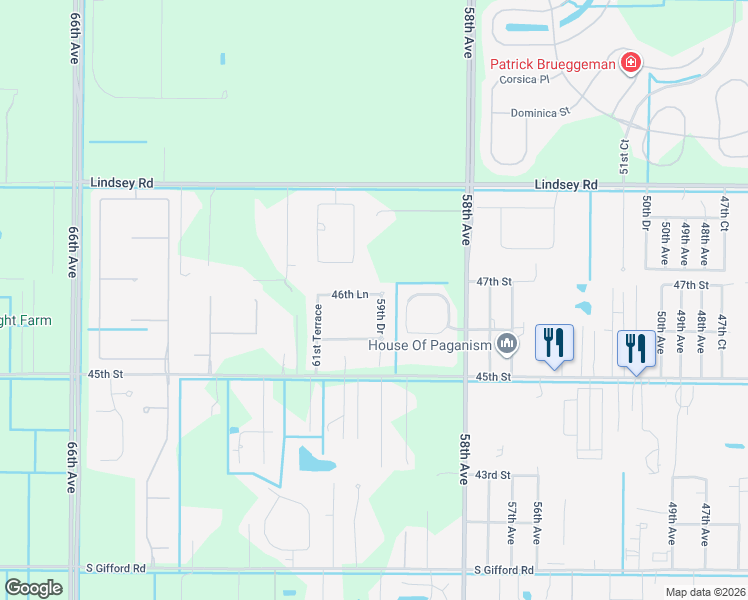 map of restaurants, bars, coffee shops, grocery stores, and more near 5995 46th Lane in Vero Beach