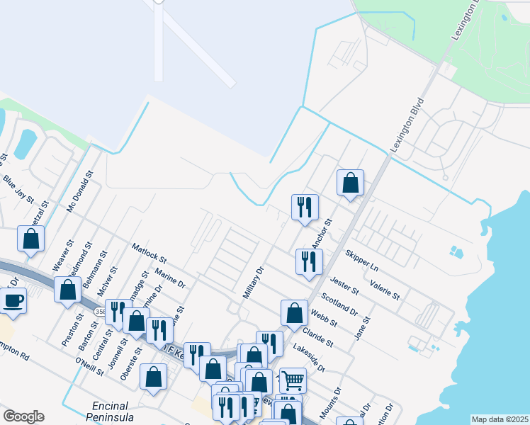 map of restaurants, bars, coffee shops, grocery stores, and more near 818 Jester Street in Corpus Christi