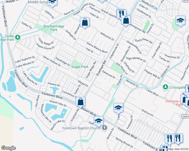 map of restaurants, bars, coffee shops, grocery stores, and more near 7218 Everhart Road in Corpus Christi