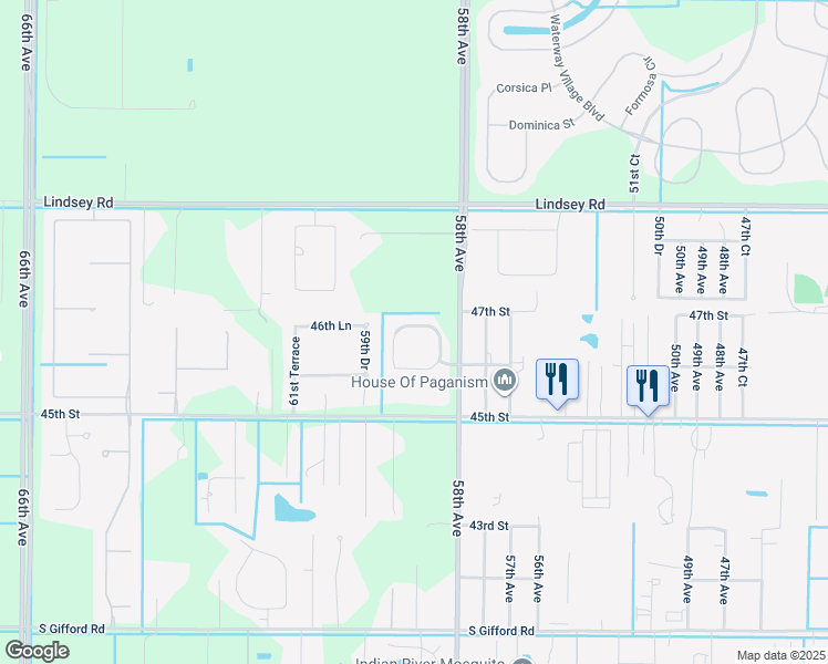 map of restaurants, bars, coffee shops, grocery stores, and more near 4644 Paladin Cir in Vero Beach