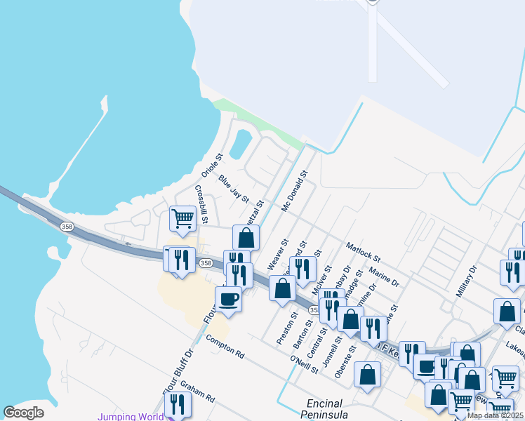 map of restaurants, bars, coffee shops, grocery stores, and more near 914 Mc Donald Street in Corpus Christi