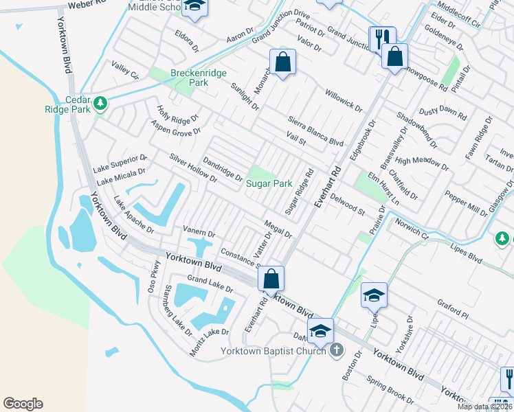 map of restaurants, bars, coffee shops, grocery stores, and more near 4618 Megal Drive in Corpus Christi