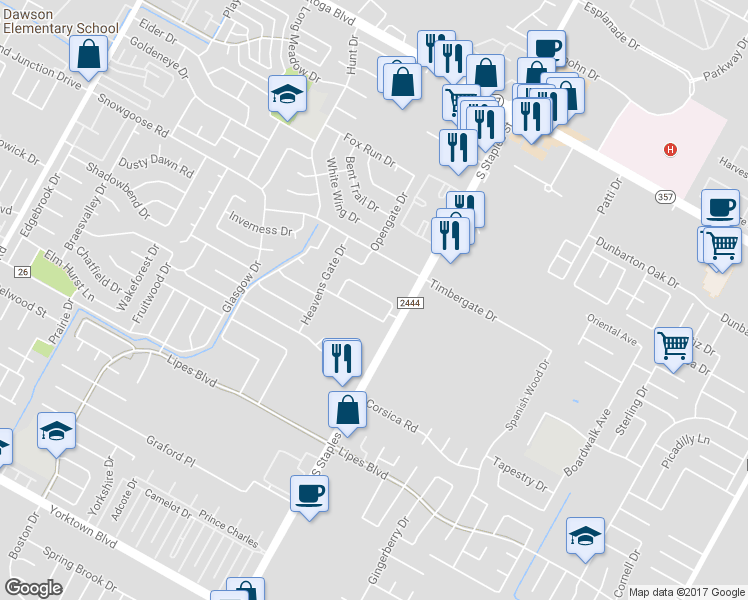 map of restaurants, bars, coffee shops, grocery stores, and more near 5533 Crossgate North Drive in Corpus Christi