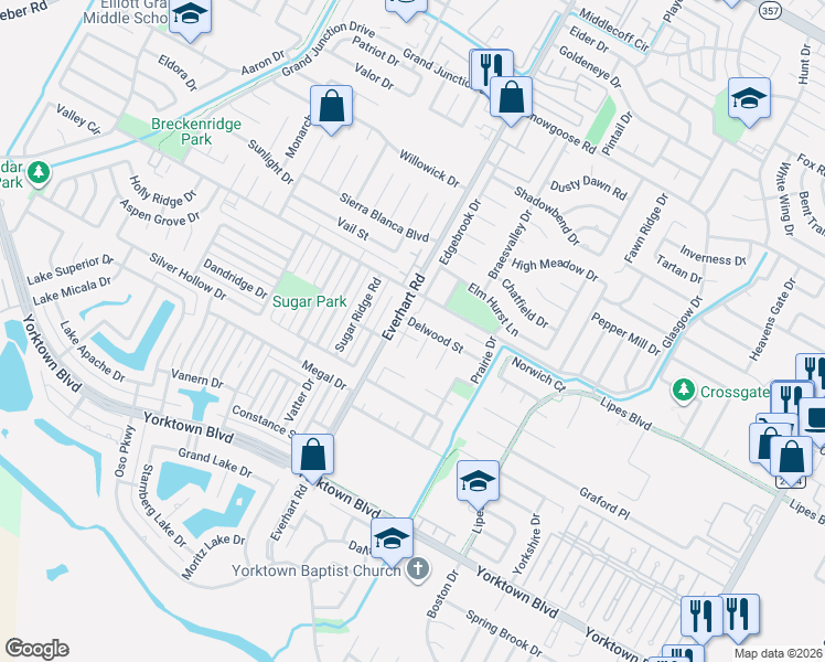 map of restaurants, bars, coffee shops, grocery stores, and more near 7210 Kress Circle in Corpus Christi