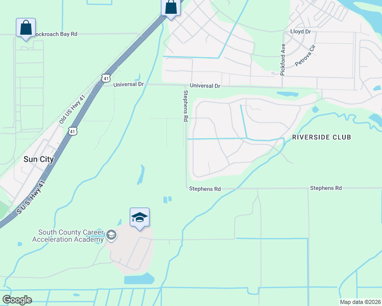 map of restaurants, bars, coffee shops, grocery stores, and more near 2237-2625 Stephens Road in Ruskin