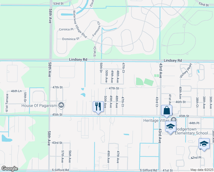 map of restaurants, bars, coffee shops, grocery stores, and more near 4710 50th Avenue in Vero Beach