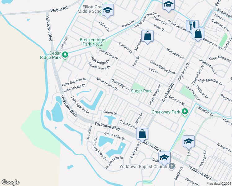 map of restaurants, bars, coffee shops, grocery stores, and more near 4533 Silver Hollow Drive in Corpus Christi