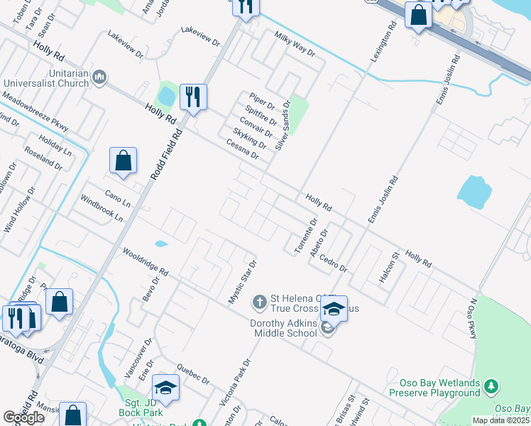 map of restaurants, bars, coffee shops, grocery stores, and more near 7514 Quartz Drive in Corpus Christi