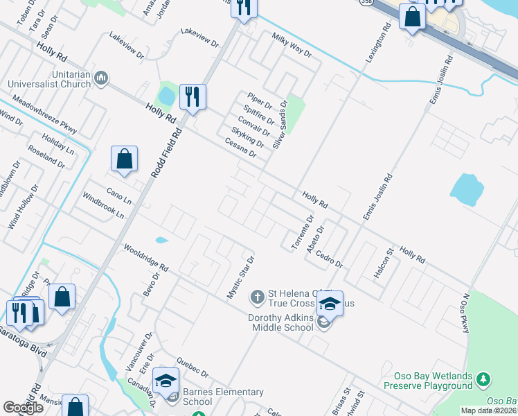map of restaurants, bars, coffee shops, grocery stores, and more near 7514 Quartz Drive in Corpus Christi