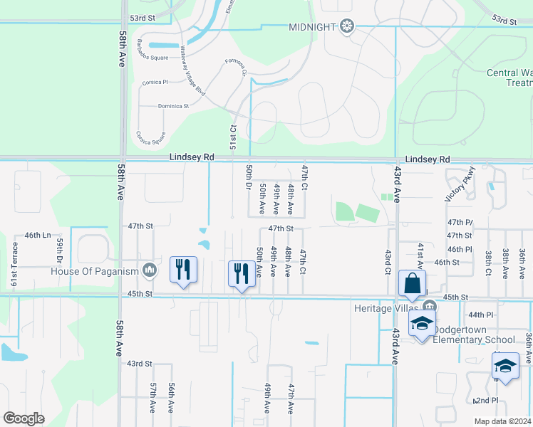 map of restaurants, bars, coffee shops, grocery stores, and more near 4710 50th Avenue in Vero Beach