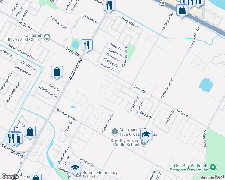 map of restaurants, bars, coffee shops, grocery stores, and more near 7514 Quartz Drive in Corpus Christi