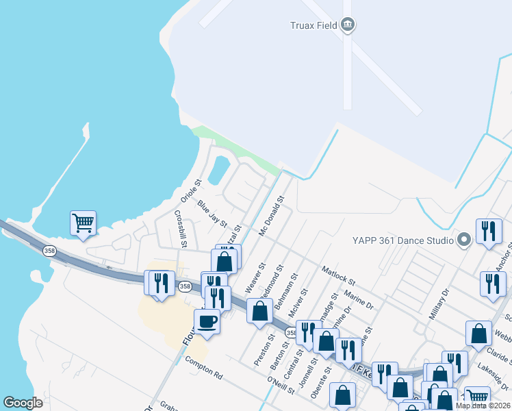 map of restaurants, bars, coffee shops, grocery stores, and more near 853 Quetzal Street in Corpus Christi