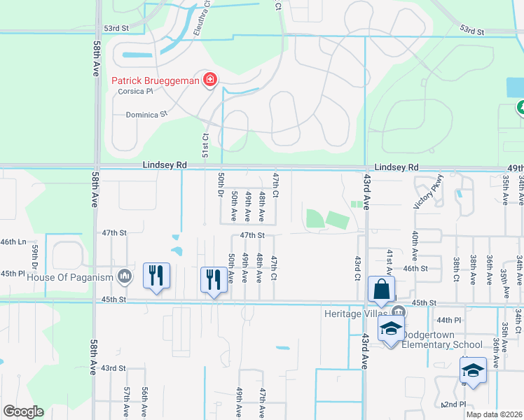 map of restaurants, bars, coffee shops, grocery stores, and more near 4791 48th Avenue in Vero Beach