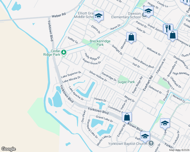 map of restaurants, bars, coffee shops, grocery stores, and more near 4426 Silver Hollow Drive in Corpus Christi