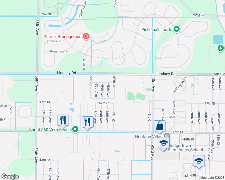 map of restaurants, bars, coffee shops, grocery stores, and more near 4835 48th Avenue in Vero Beach
