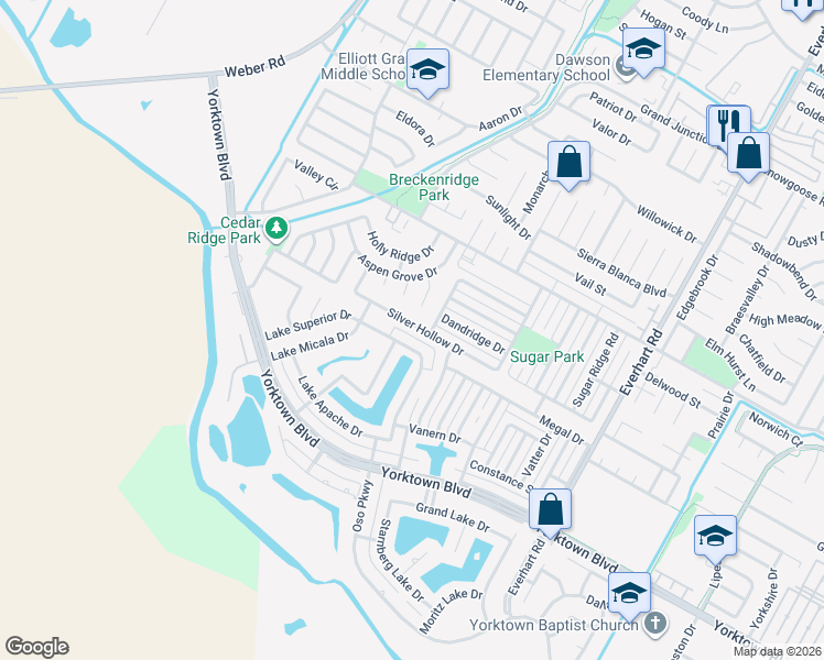 map of restaurants, bars, coffee shops, grocery stores, and more near 4426 Silver Hollow Drive in Corpus Christi