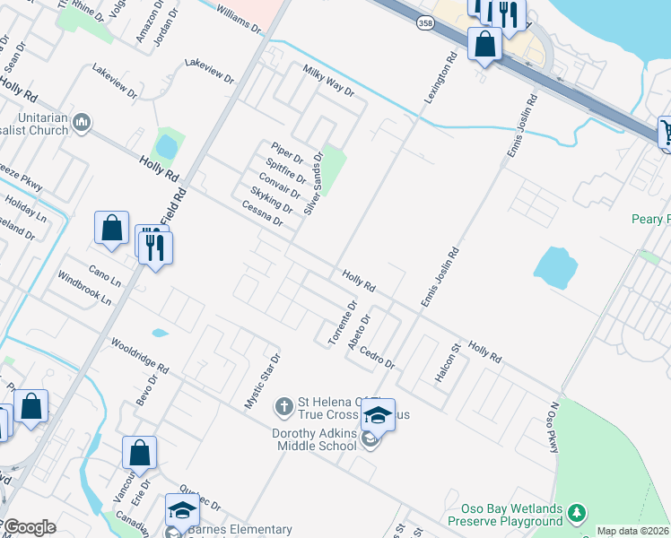 map of restaurants, bars, coffee shops, grocery stores, and more near 5630 Lexington Road in Corpus Christi