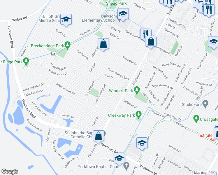 map of restaurants, bars, coffee shops, grocery stores, and more near 7206 Pepper Ridge Road in Corpus Christi