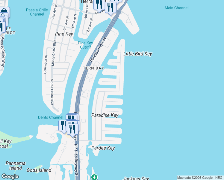 map of restaurants, bars, coffee shops, grocery stores, and more near 119 8th Street East in Saint Petersburg