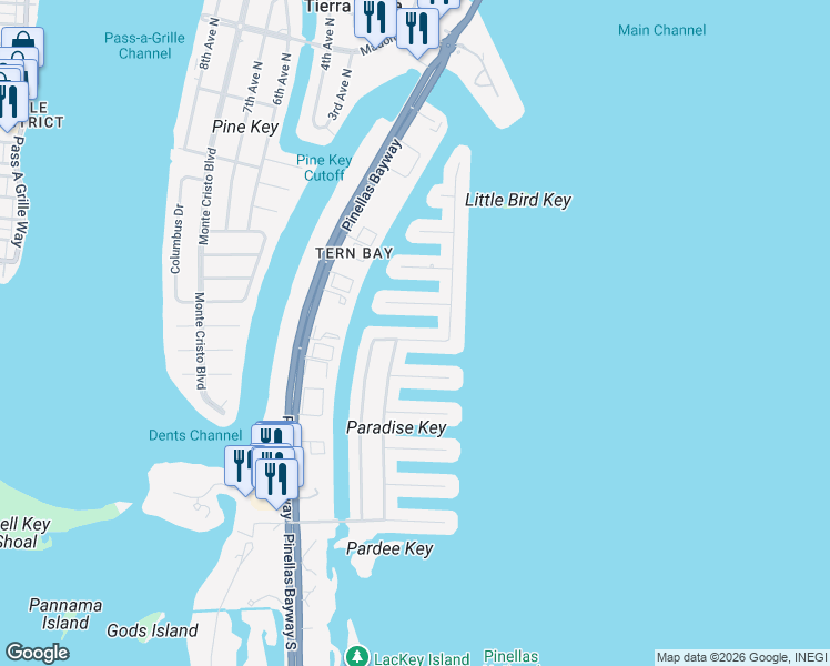 map of restaurants, bars, coffee shops, grocery stores, and more near 115 8th Street East in St. Petersburg