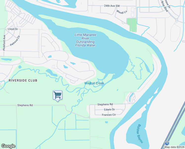 map of restaurants, bars, coffee shops, grocery stores, and more near 2010 Bayou Drive South in Ruskin