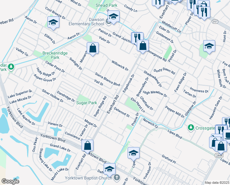 map of restaurants, bars, coffee shops, grocery stores, and more near 3 Everhart Road in Corpus Christi