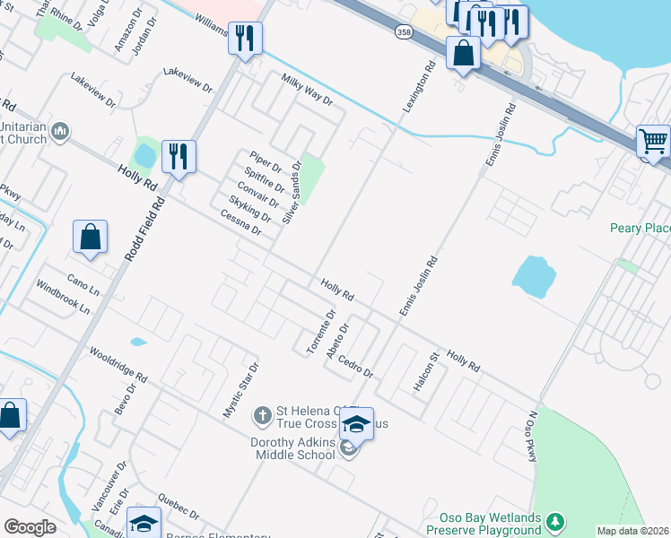 map of restaurants, bars, coffee shops, grocery stores, and more near 5630 Lexington Road in Corpus Christi
