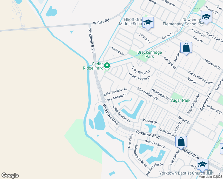 map of restaurants, bars, coffee shops, grocery stores, and more near 7417 Lake Geneva Drive in Corpus Christi