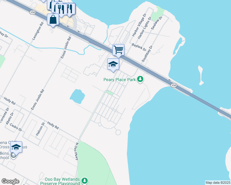 map of restaurants, bars, coffee shops, grocery stores, and more near 1742 Merriman Avenue in Corpus Christi