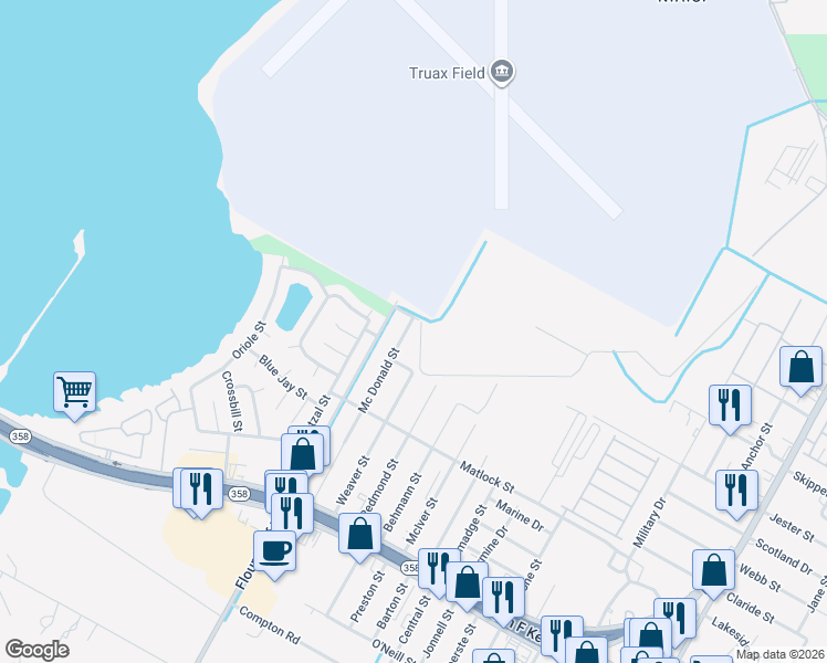map of restaurants, bars, coffee shops, grocery stores, and more near 709 Mc Donald Street in Corpus Christi
