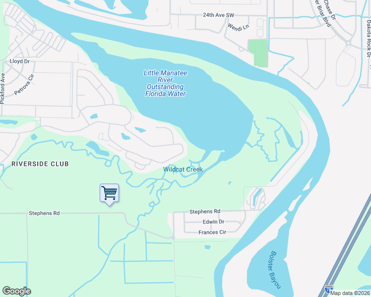 map of restaurants, bars, coffee shops, grocery stores, and more near 2010 Bayou Drive South in Ruskin