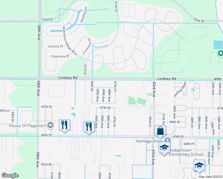 map of restaurants, bars, coffee shops, grocery stores, and more near 4835 48th Avenue in Vero Beach