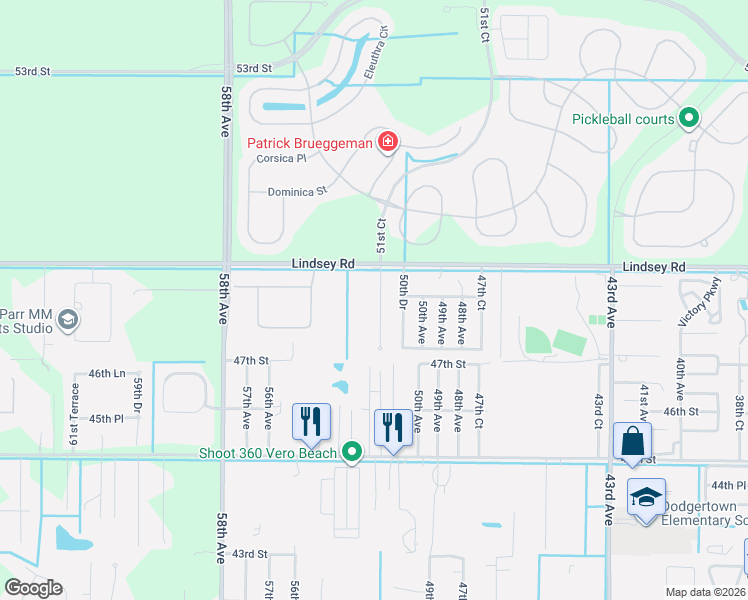 map of restaurants, bars, coffee shops, grocery stores, and more near 4807 51st Court in Vero Beach