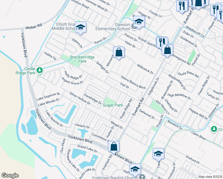 map of restaurants, bars, coffee shops, grocery stores, and more near 7213 Rugged Ridge Drive in Corpus Christi