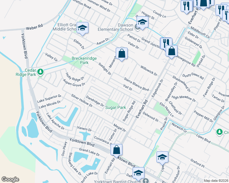 map of restaurants, bars, coffee shops, grocery stores, and more near 7213 Rugged Ridge Drive in Corpus Christi