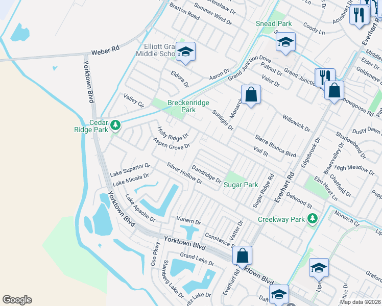 map of restaurants, bars, coffee shops, grocery stores, and more near 4426 Aspen Grove Drive in Corpus Christi