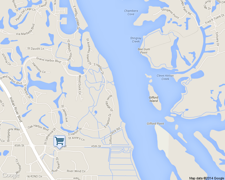 map of restaurants, bars, coffee shops, grocery stores, and more near 202 South Harbor Drive in Vero Beach