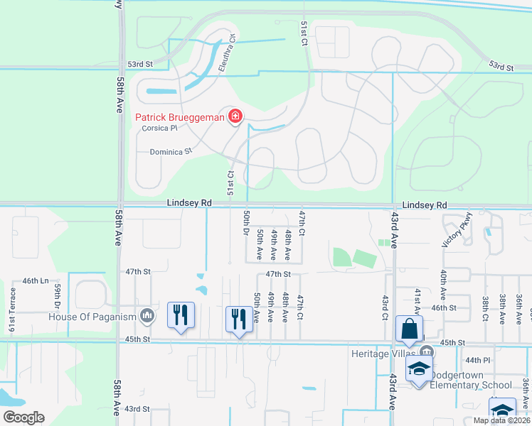 map of restaurants, bars, coffee shops, grocery stores, and more near 4996 49th Street in Vero Beach