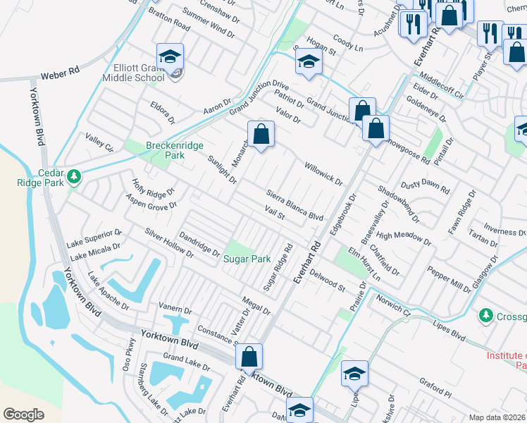 map of restaurants, bars, coffee shops, grocery stores, and more near 4658 Vail Street in Corpus Christi
