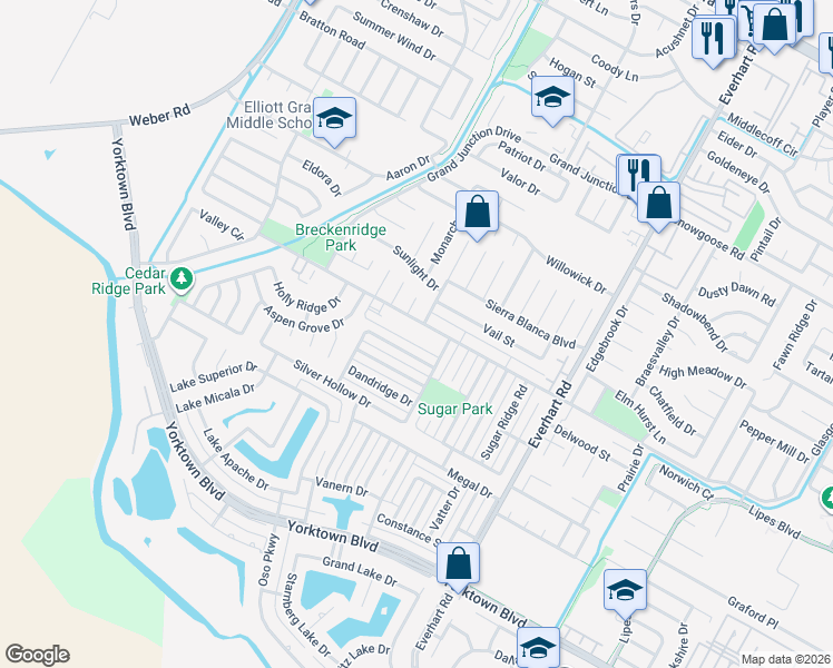 map of restaurants, bars, coffee shops, grocery stores, and more near 4533 Cedar Pass Drive in Corpus Christi