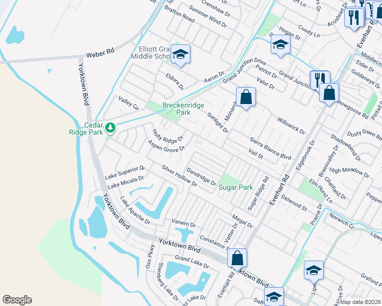 map of restaurants, bars, coffee shops, grocery stores, and more near 4426 Aspen Grove Drive in Corpus Christi