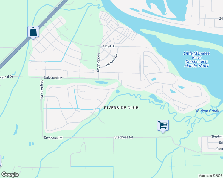 map of restaurants, bars, coffee shops, grocery stores, and more near 2194 Pier Drive in Ruskin