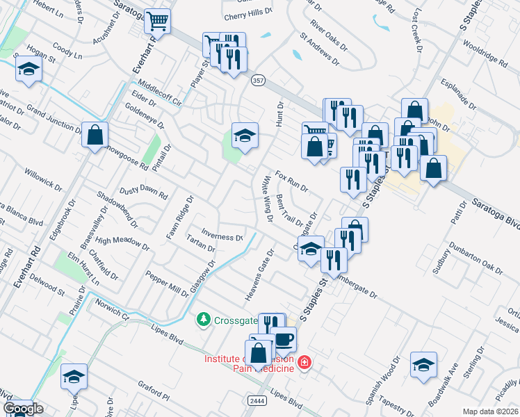 map of restaurants, bars, coffee shops, grocery stores, and more near 6722 Hunt Dr in Corpus Christi
